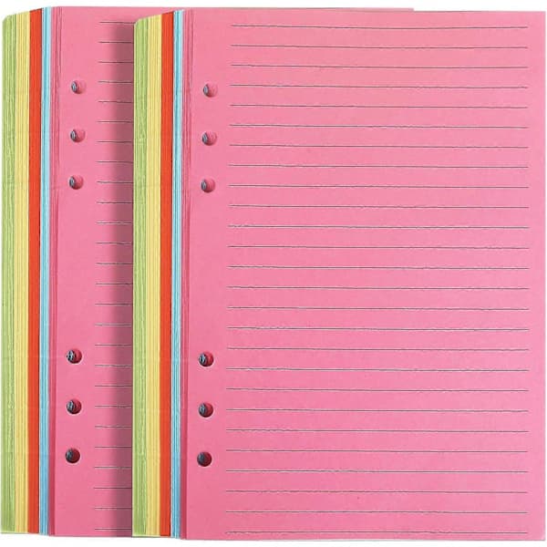 2-pack A5 Färgat Linjerat Papper, A5 Refill Papper 6 Hål 100 Ark Refill[PL]