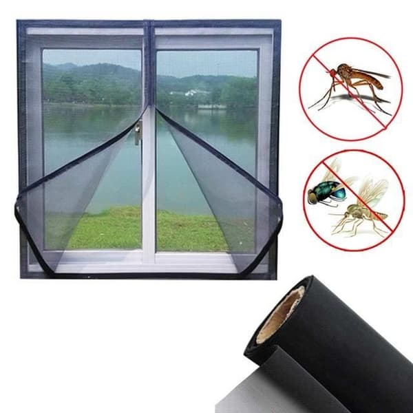 Myggnät - 2-pack - 200 x 150 cm - Kardborrefäste - Svart