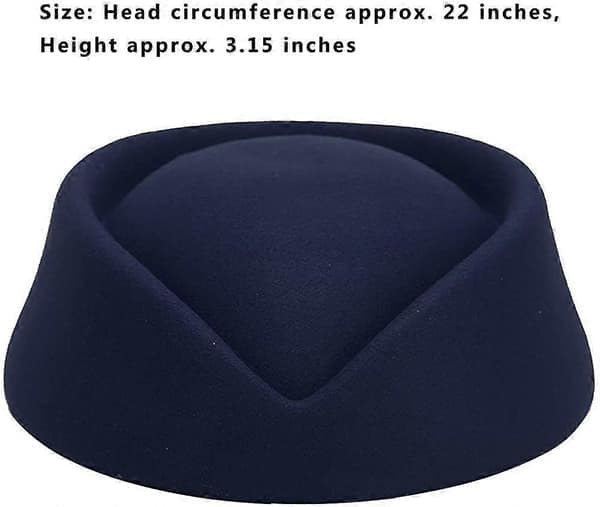 Ullfilt Stewardessehatt, Pillbox-hatt for kvinner, Stewardesse Cosplay-kostyme