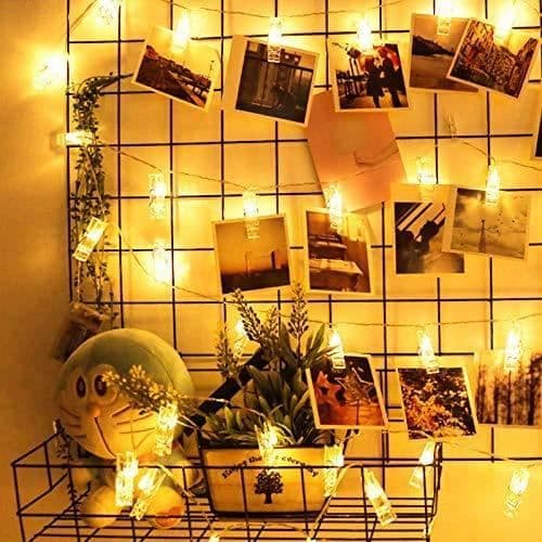 LED-ljusslinga - 2m - 20 klämmor - Varmvit - Inomhus