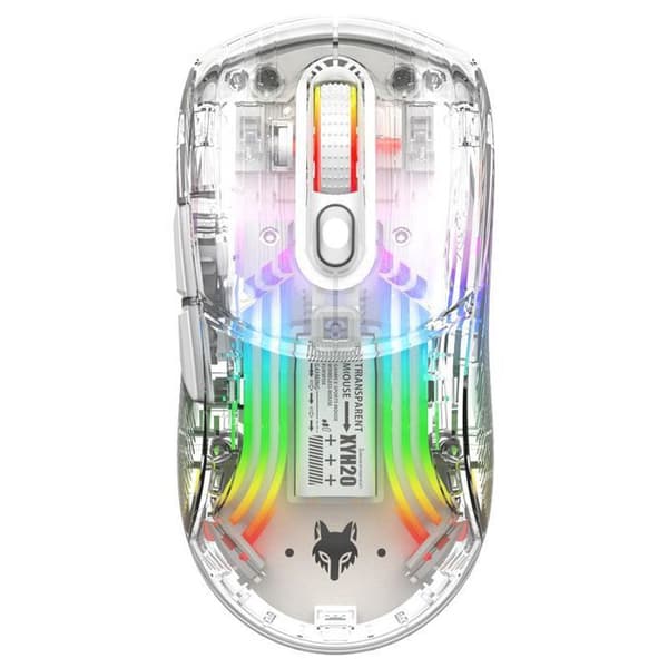 X2 RGB Transparent Trippel Läge Bluetooth Trådlös Tyst Spelmus, Vit