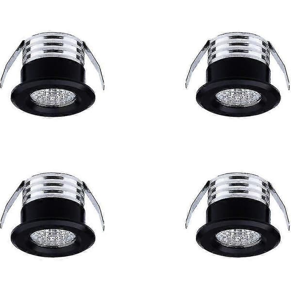 Sett med 4 mini innfelte LED-spotlights, 3 W, varmhvit svart