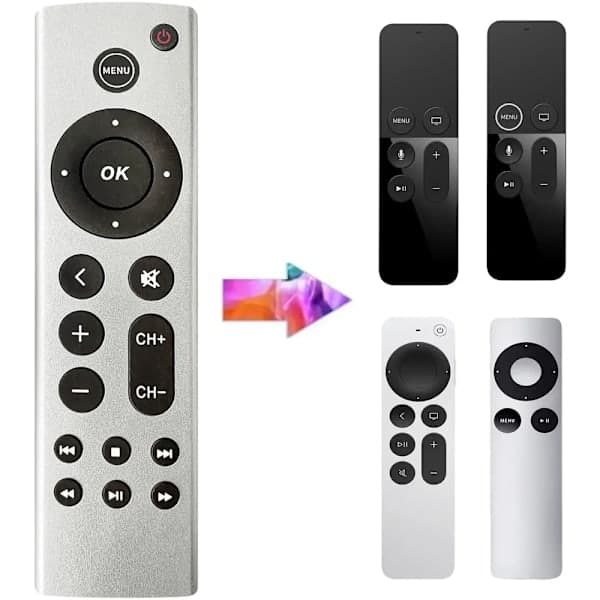 Fjernkontroll passer til Apple TV 4K/ Gen 1 2 3 4/ HD A2843 A273 Sølv