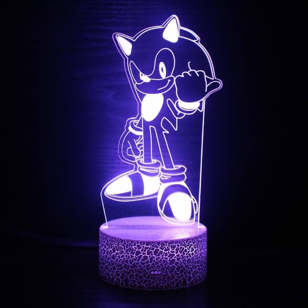 3D Natlampe Sonic Boy Sonic Farverig Touch LED Bord Revne Base: Touch + Controller-Perfekt Revne Base: Touch + Controller ZB-2624