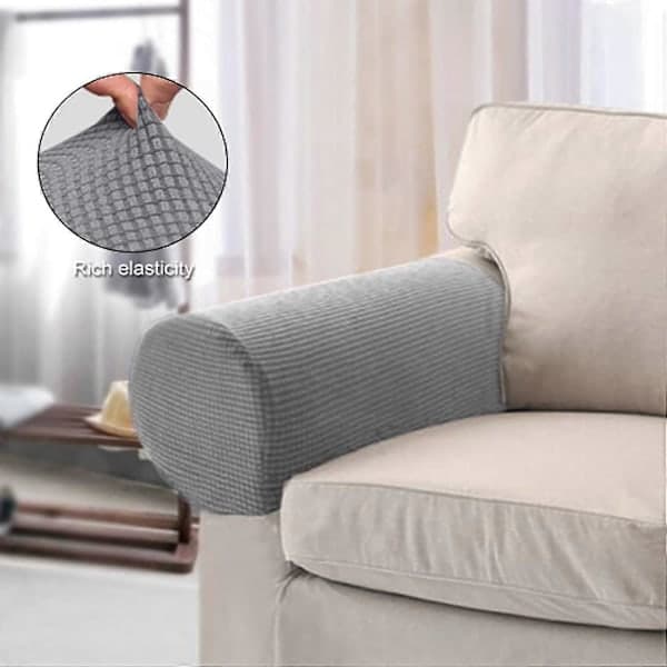 2 st/set Soffarmstödsskydd för fåtöljer, soffor, halkfria armstödsskydd för fåtöljer, stretchiga stolssoffskydd för armstöd, stretch Light grey