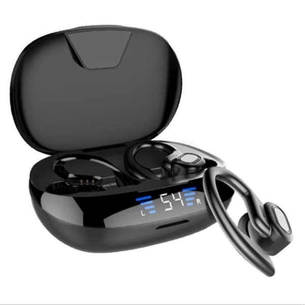 Bluetooth 5.0 trådløse øretelefoner - LED-display - In-ear hovedtelefoner - Sort - Vandtæt