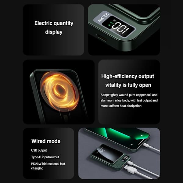 Trådlös Powerbank Extern Extra Batteripack black