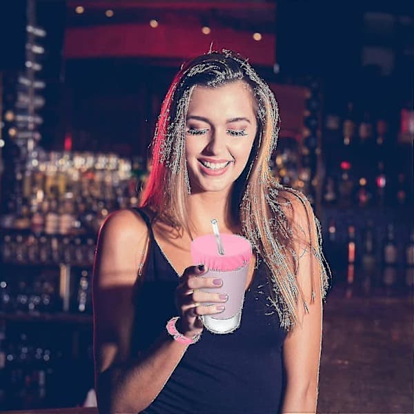 5-pak genanvendelige vaskbare drikkecovers Anti-Spike Scrunchie Covers til de fleste drikkekopper og glas Lilla
