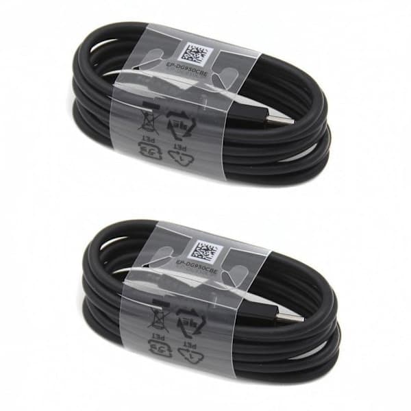 2 stk Samsung Original 1,2 m Ekstra Lang USB-C Kabel / Lader Svart