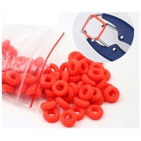Elastisk kastrasjonsklemme i rustfritt stål for storfe, griser, sauer, belte, 100 gummiringer, 21,5 cm, blå