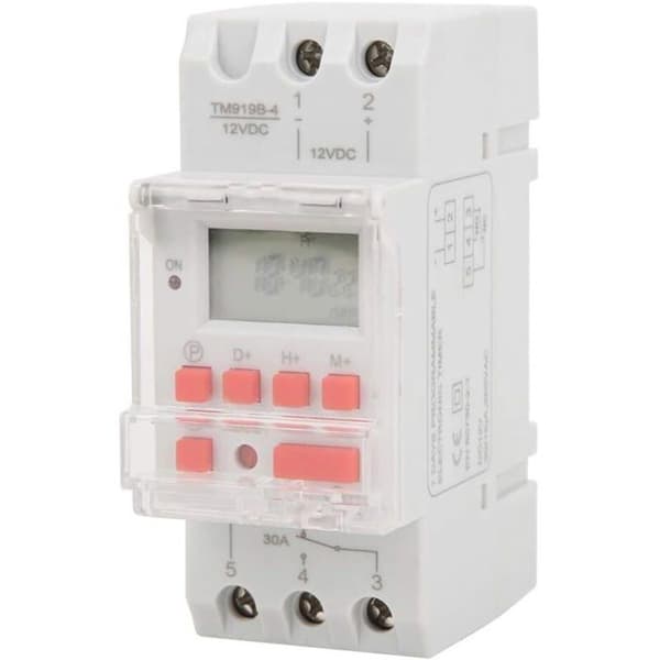 DRE-Elektrisk timerreläbrytare med LCD-display, programmerbar veckoförinställning, 12V