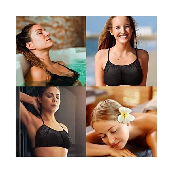 Engångsunderkläder för kvinnor i non-woven-tyg, engångs-spa-bikini, svart set (25 behåar)