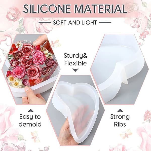 Silikonform - Stor hjerteformet form - 20,3 x 21,1 cm - Fleksibel - Rivesterk