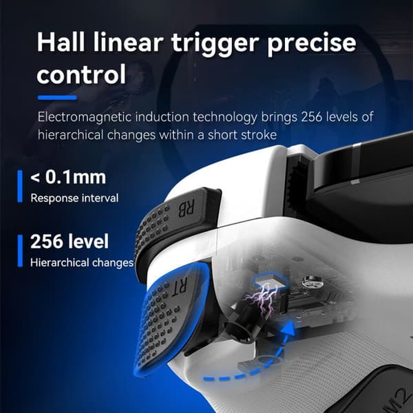 Udtrækkelig D11/D11S Trådløs Spil Streaming Controller, Hall Trigger, Bagknap, Hvid