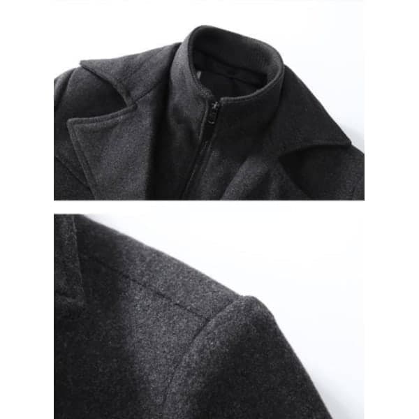 Herrullkappa Höst och Vinter Dubbelkrage Ullkappa Tjock Ullkappa Lång Jacka Grå Grå grey l