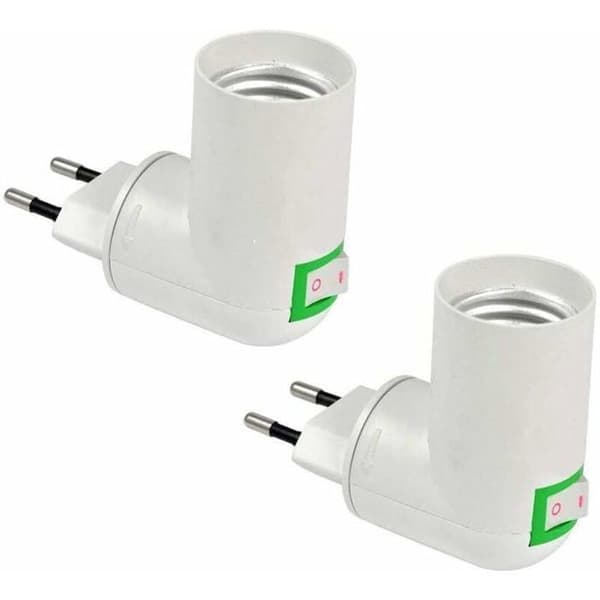 2-pack E27-sockel med trådlös strömbrytare, E27 LED-lampbas, plastsockel för snabb belysning, för lampa