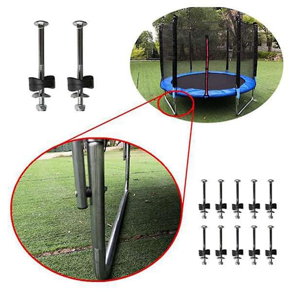 24 st trampolinskruvar, galvaniserade stålskruvar, skruvmutterset, trampolinunderskruvset silver