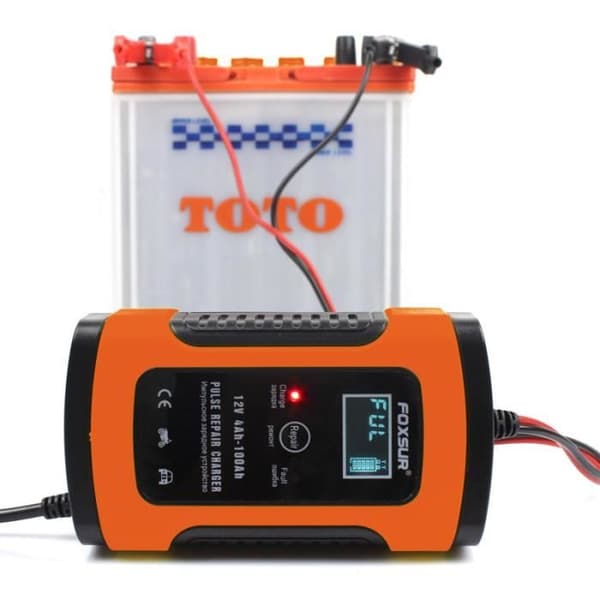 Batterilader - Blysyre - 12V 6A - LCD-reparasjon - Bil - EU-plugg
