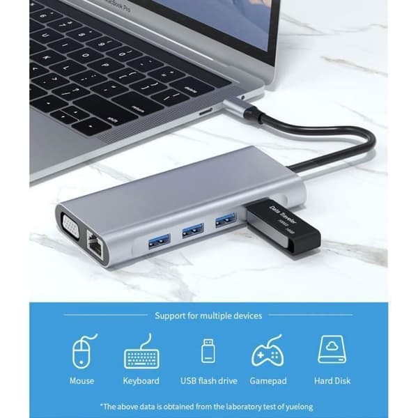 11-i-1 USB-C-hubb - 4K HDMI - RJ45 Ethernet - 100W PD-port