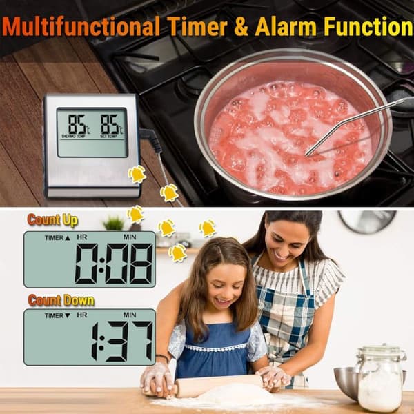 TP16 Digital Kötttermometer - Stor LCD-skärm - Lämplig för ugnar och kök - Inbyggd timer och temperatursensor