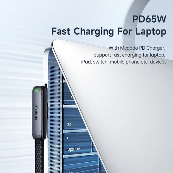Mcdodo 1,8 m 65W PD USB-C - USB-C vinklet kabel Svart størrelse 95