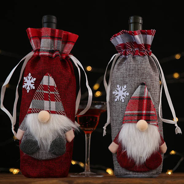 Juleposer til vinflasker, skotsk linnedstil, jul