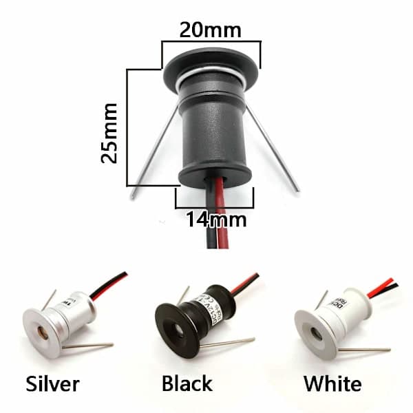 Svart 9-pack Mini 12V 1W LED Spotlight 3000k (120°, Varmvit)