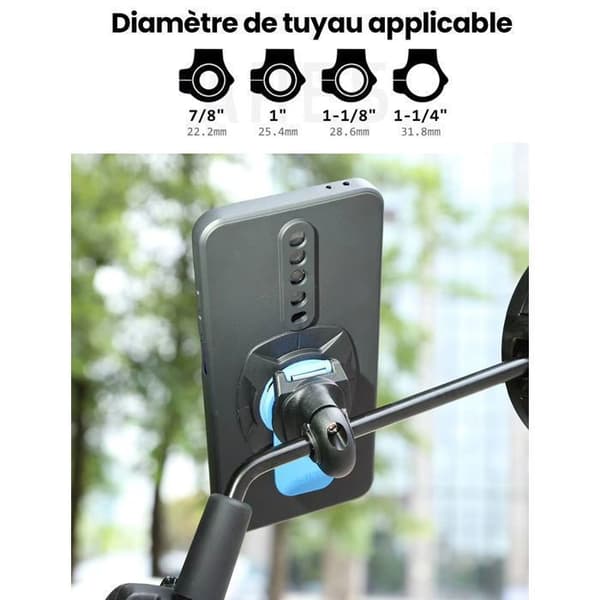 Styrefeste - IHABOR - Universelt for 4,7–7,2\" telefoner - 360° rotasjon - Avtakbart - Styrefeste