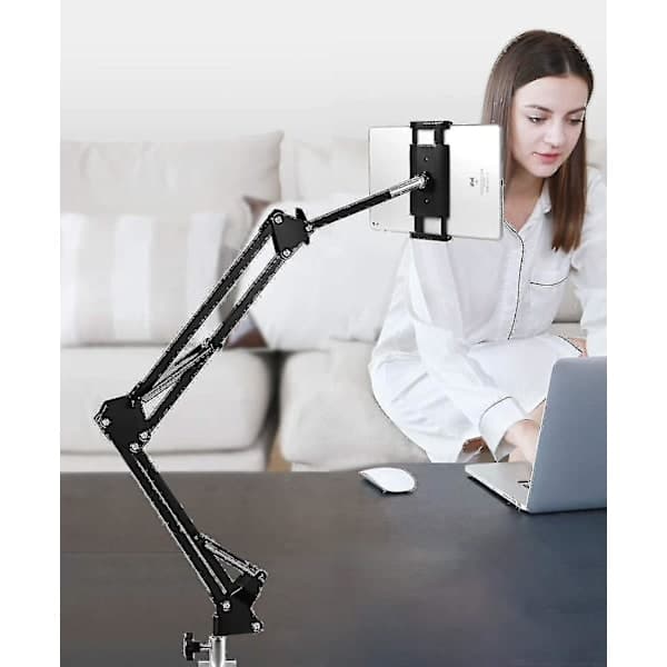 Tabletholder til seng, justerbar og foldbar med 360 graders rotation til iPhone, iPad, mobiltelefon, tablet