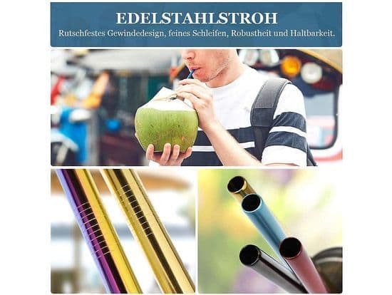 Bubble Tea Sugerør - Rustfrit Stål 8 stk. Farvede Sugerør