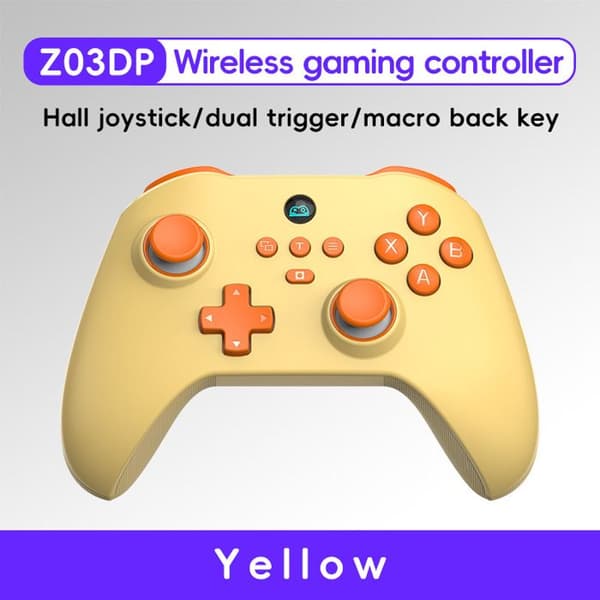 Z03DP Trådlös Gamepad kompatibel med Switch, Bluetooth, Hall-effekt joystick, gul puddingknapp