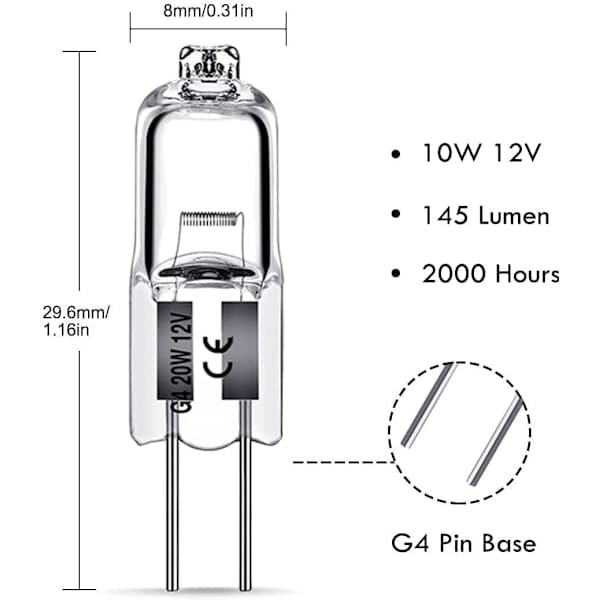 G4 Halogenpærer - Varmhvit 10W 10pcs