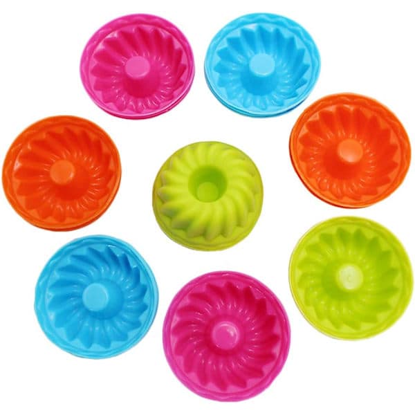 Silikonebageforme, 24-pak mini silikonebageforme til kager, non-stick muffinforme, BPA-fri elegante dessertfade - gelé og muffin D