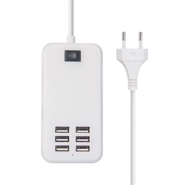 USB-hub med ström, aluminium 6-portars USB-ström med extern