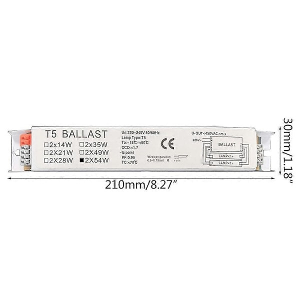 Industriel Elektronisk Lysstofrørsforkobling T5 Lysstofrørsforkobling 2x35W