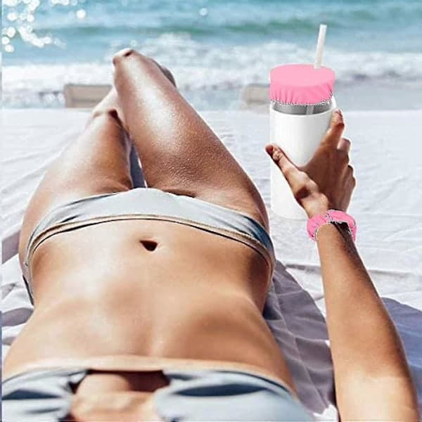 5-pak genanvendelige vaskbare drikkecovers Anti-Spike Scrunchie Covers til de fleste drikkekopper og glas Lilla