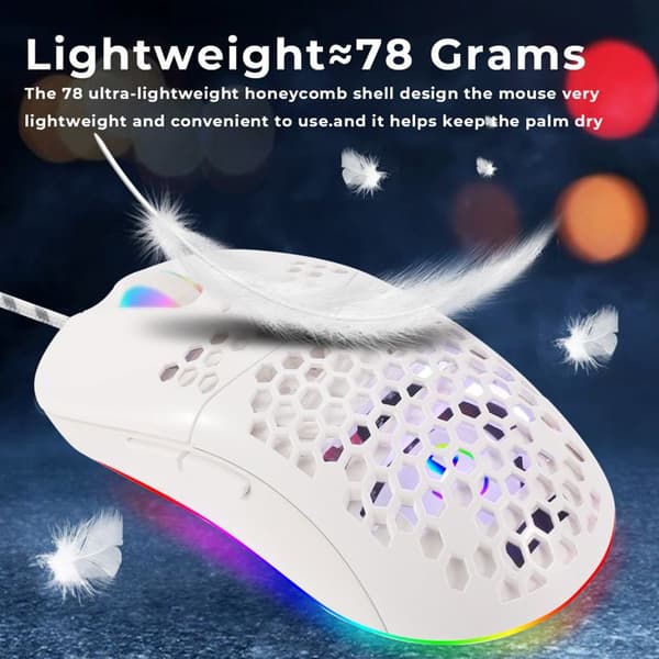 Kablet USB-C RGB Makro 6-knapps skjermmus for e-sport gaming, USB-versjon, svart