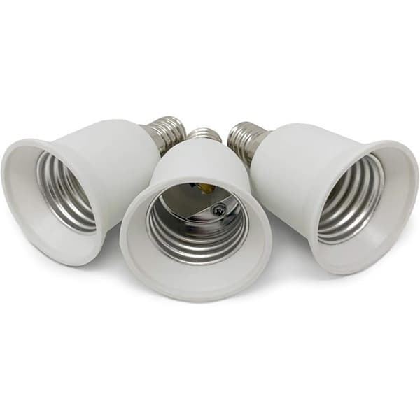 Lampfotadapter, 3-pack, vit, E14 till E27-sockel, sockeladapter för halogen- och LED-lampor