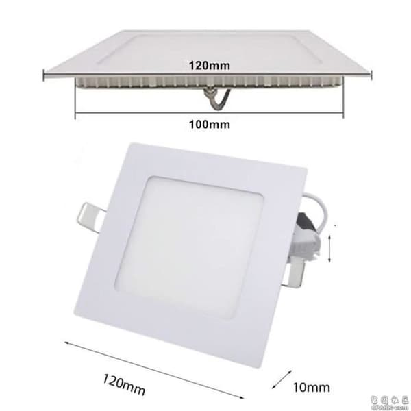 Set med 5 extra platta infällda LED-spotlights, 6W (motsvarar 60W), 230V, kallvit 6000K - ej dimbar