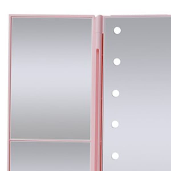 Belyst sminkspegel Minimalistisk förstorande touchkontroll Trippel LED-sminkspegel Rosa