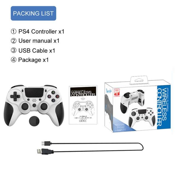 Gamepad Bluetooth PC Gamepad Seks-akset somatosensorisk programmering med dobbelt vibration P913 - Sort og hvid
