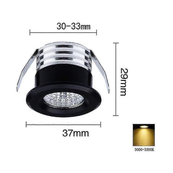 Sett med 4 mini innfelte LED-spotlights, 3 W, varmhvit svart