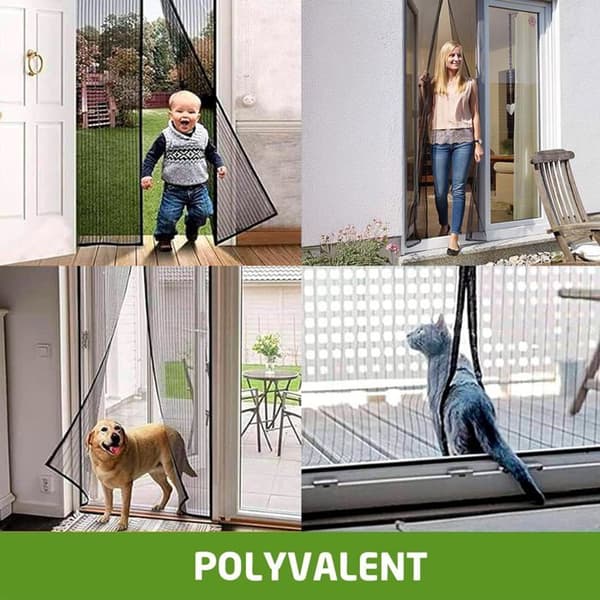 Magnetisk myggenet til døre | 100 x 230 cm | Værktøjsfri installation med magneter og klæbemiddel | Sort | Polyester