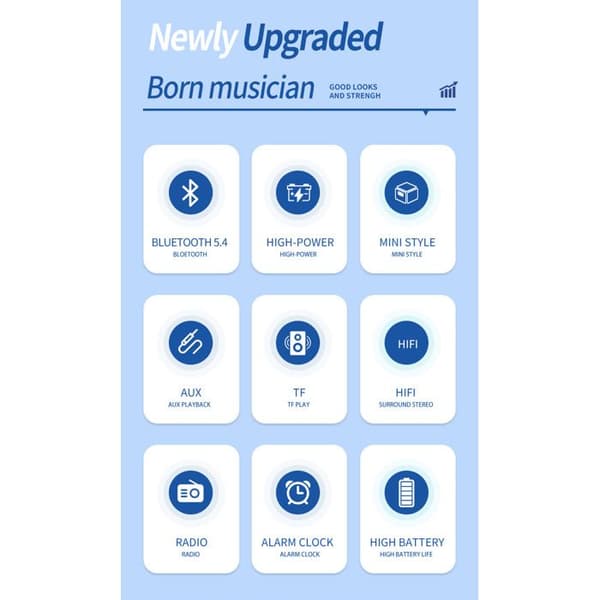 M5 Mini Bluetooth-højttaler (blå), bærbar højttaler med subwoofer, kompatibel med trådløs forbindelse