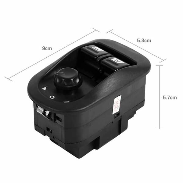 Vindusregulator trykknapp, sidespeilkontrollbryter kompatibel med 206, 206 bryter, ikke-original