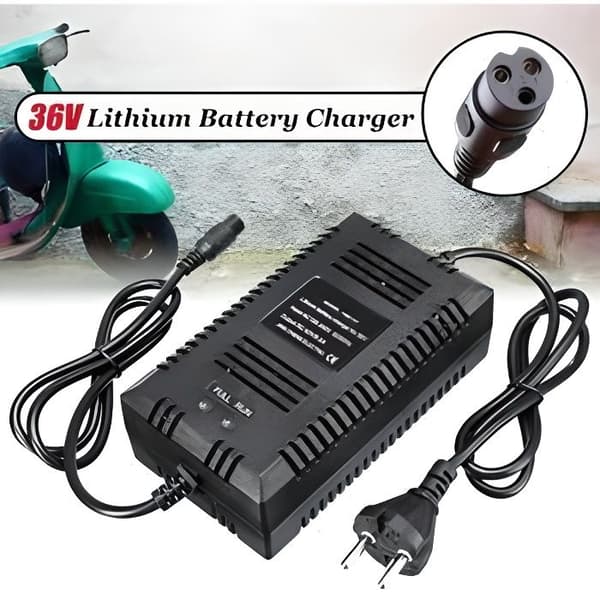 Batterioplader - BOH - 36V - Elektrisk - Li-ion - 3-benet - Sort
