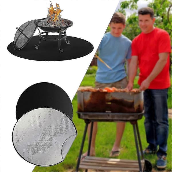 Brandsikker Måtte Vandtæt Multifunktionel Rund BBQ Måtte til Baghave Sort 24 tommer