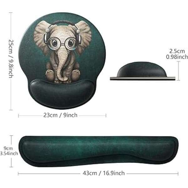 Gaming musematte med håndleddsstøtte Tastatur håndleddsstøtte og musematte med håndleddsstøtte Sklisikker PU-base Søt elefant