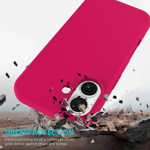 Kompatibel med iPhone 17 Skal Droppsäkert Flytande Silikon Mjukt Foder Baksida Telefonfodral-lingling} Pink Rose