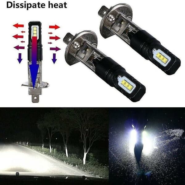 2x H1 6000k Super Bright Vit 6000lm DRL LED Strålkastarsats Helljus L329